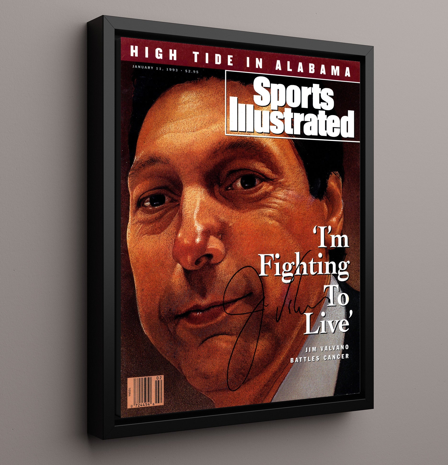 NC State Basketball Jim Valvano Fighting to Live SI Cover 1993 College Basketball Wall Art 16x20 Framed Canvas college basketball wall art print