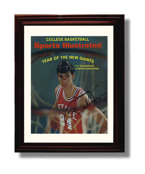 NC State Basketball Tom Burleson Towering Presence 1971 SI Cover College Basketball Wall Art 8x10 Beveled Frame college basketball wall art print
