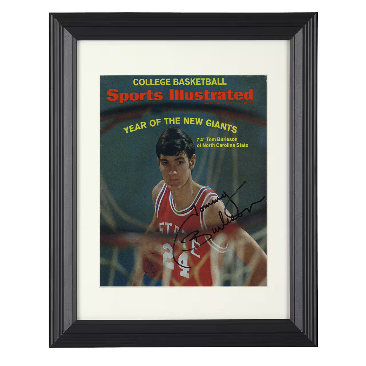 NC State – Tom Burleson Towering Presence 1971 SI – 8x10 black beveled framed college basketball wall art