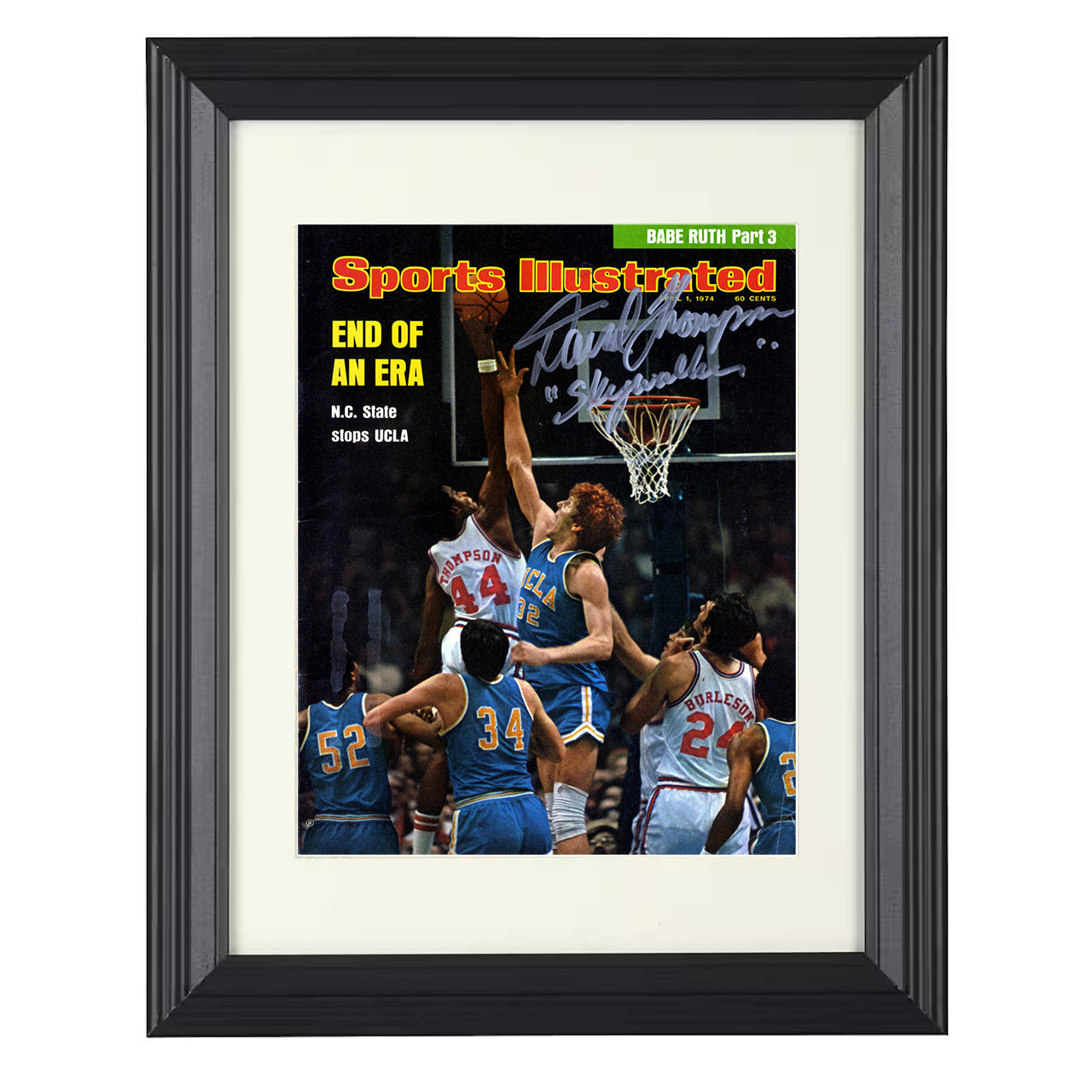NC State vs UCLA – Rim Block End of an Era 1974 SI – 8x10 black beveled framed college basketball wall art