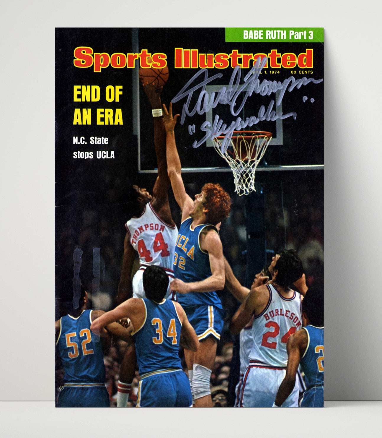 NC State vs UCLA Basketball Rim Block End of an Era 1974 SI College Basketball Wall Art 16x20 Unframed Print college basketball wall art print