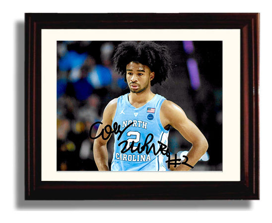 North Carolina Basketball Coby White Focused Game Face College Basketball Wall Art 8x10 Beveled Frame college basketball wall art print