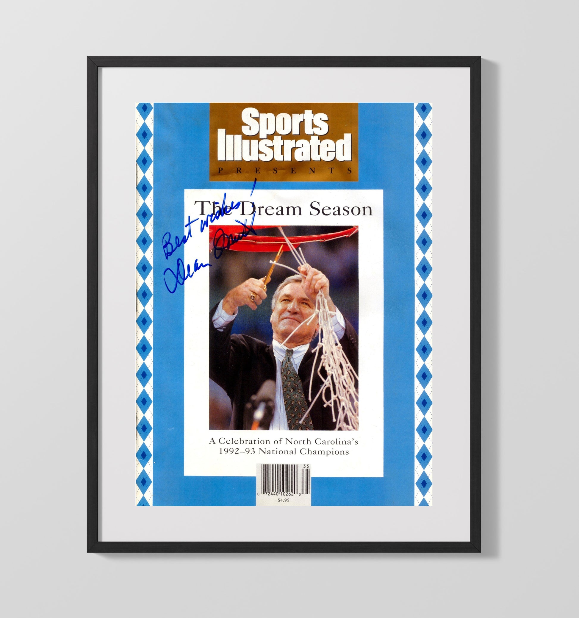 North Carolina Basketball Dean Smith Dream Season Championship Cut College Basketball Wall Art 16x20 Gallery Frame college basketball wall art print