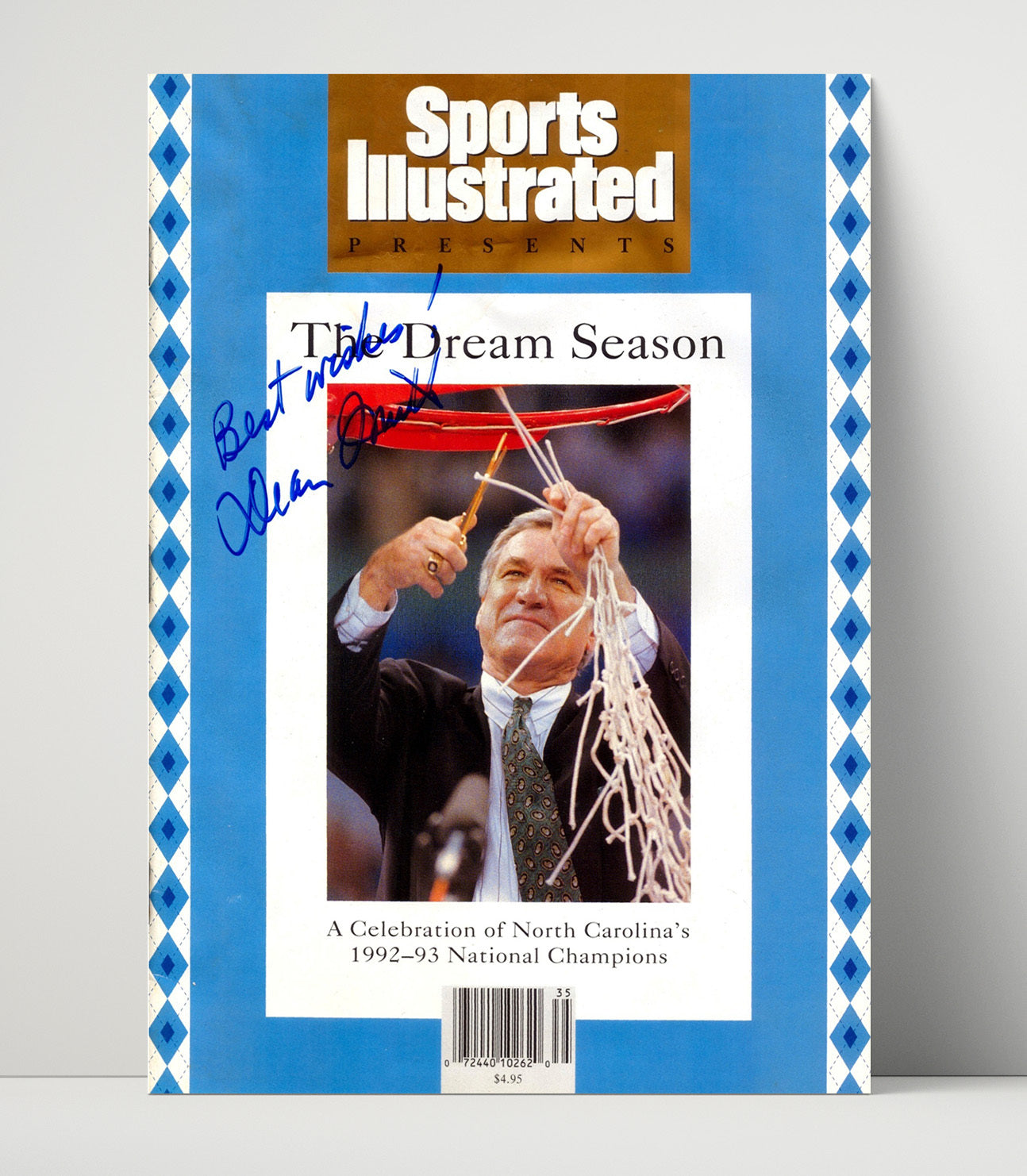 North Carolina Basketball Dean Smith Dream Season Championship Cut College Basketball Wall Art 16x20 Unframed Print college basketball wall art print