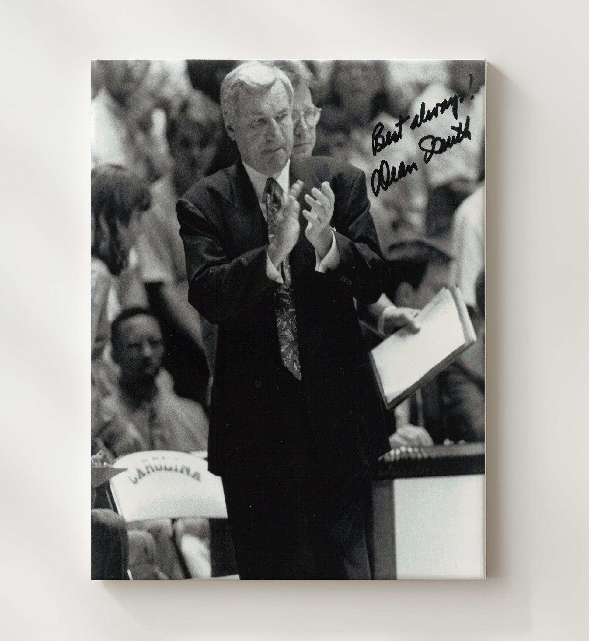 North Carolina Basketball Dean Smith Sideline Applause Leadership College Basketball Wall Art 20x24 Canvas college basketball wall art print