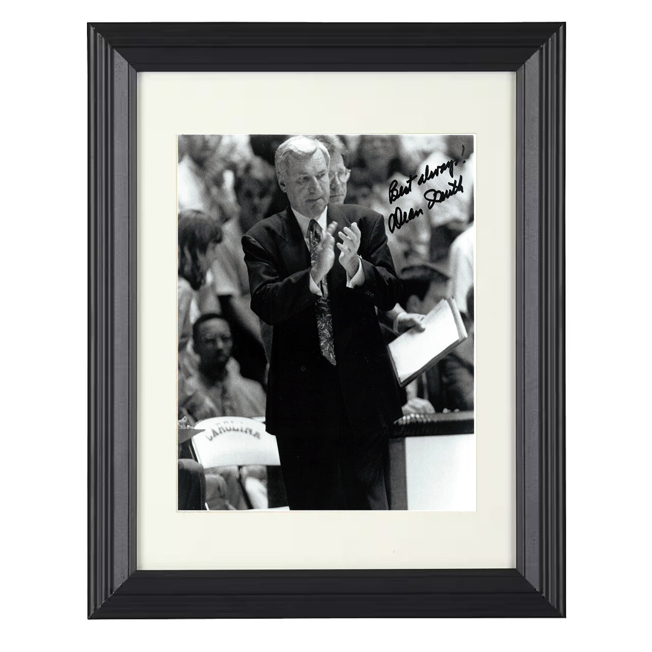 North Carolina – Dean Smith Sideline Applause Leadership – 8x10 black beveled framed college basketball wall art