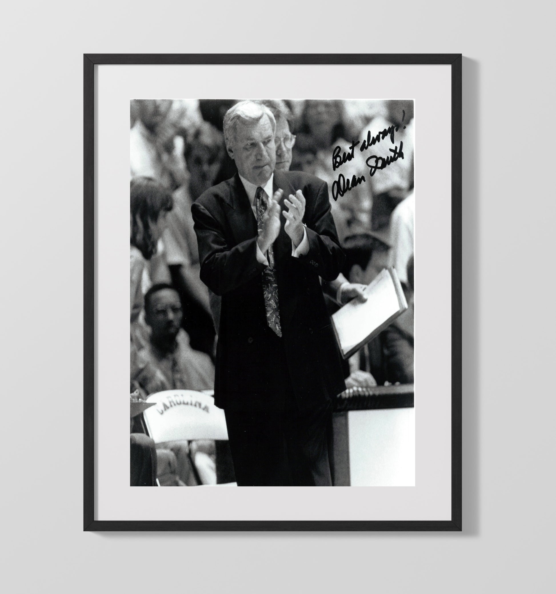 North Carolina Basketball Dean Smith Sideline Applause Leadership College Basketball Wall Art 16x20 Gallery Frame college basketball wall art print