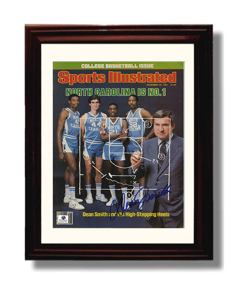 North Carolina Basketball Dean Smith Sideline Strategy No 1 Ranking Team 1981 SI College Basketball Wall Art 8x10 Beveled Frame college basketball wall art print
