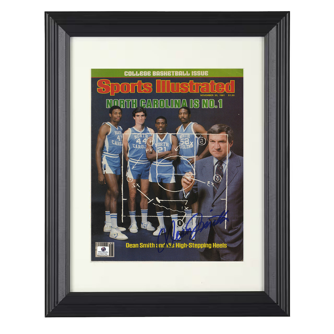 North Carolina – Dean Smith Sideline Strategy No 1 1981 SI – 8x10 black beveled framed college basketball wall art