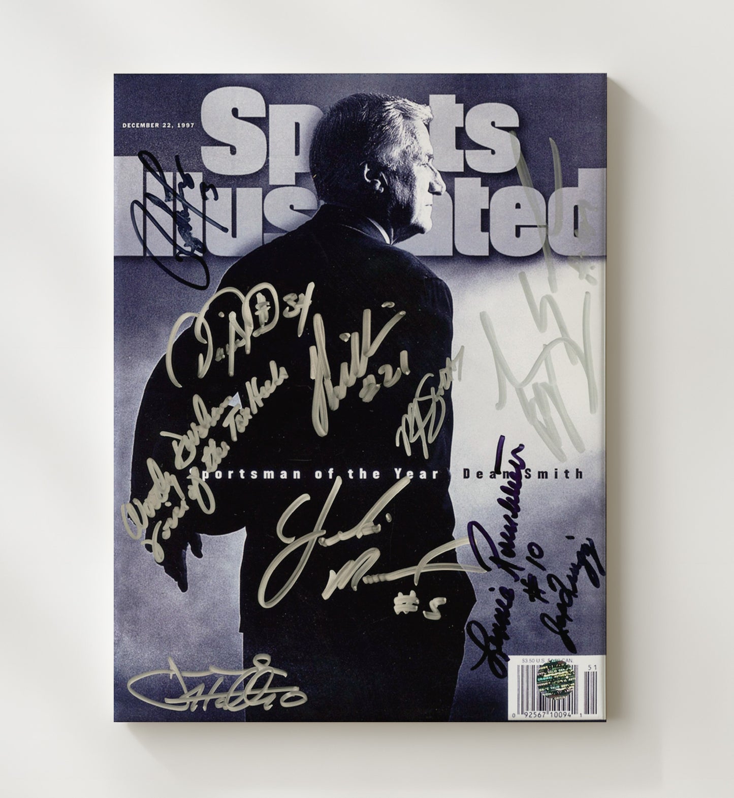 North Carolina Basketball Dean Smith Sportsman of the Year SI Cover 1997 College Basketball Wall Art 20x24 Canvas college basketball wall art print