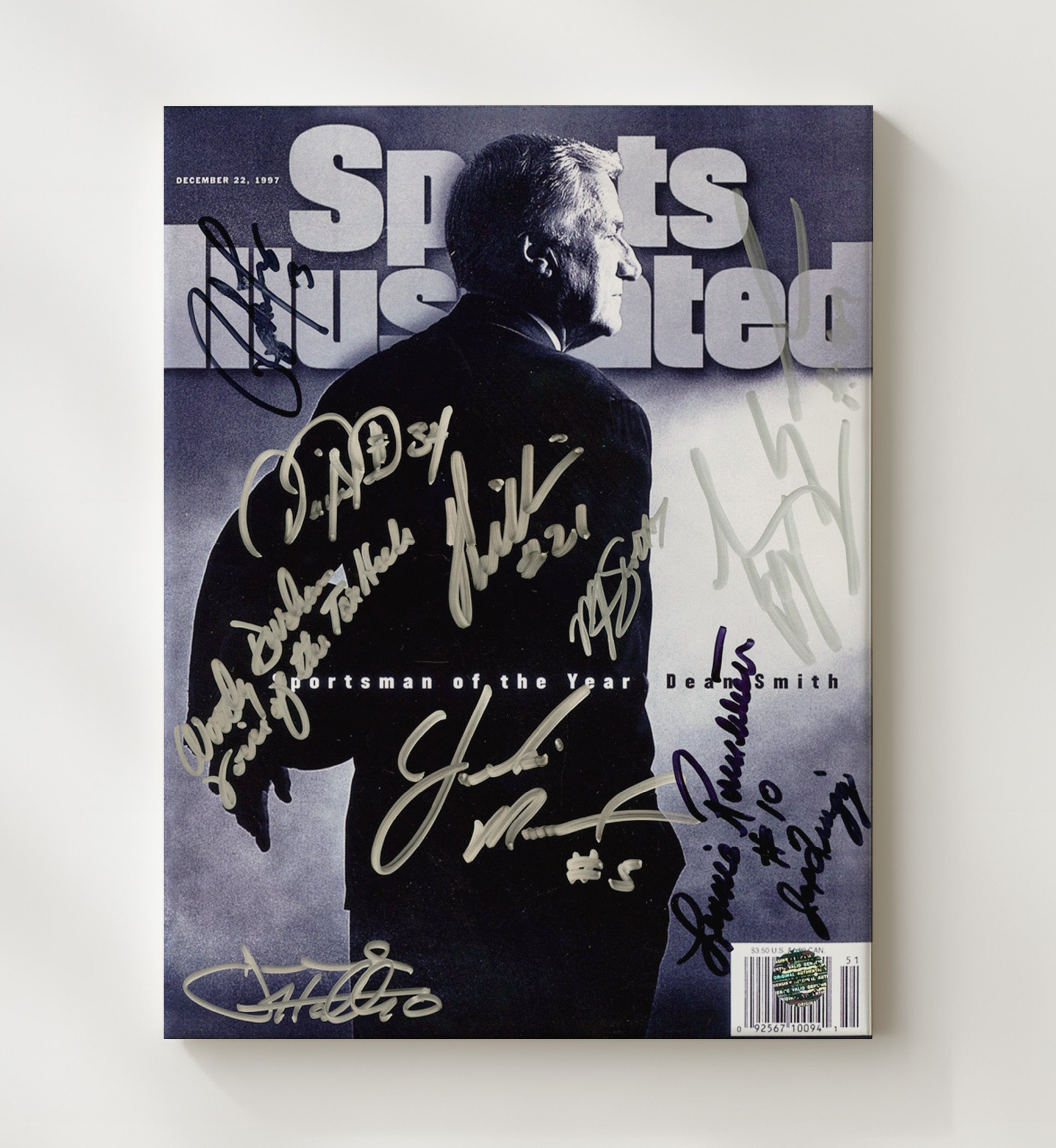 North Carolina Basketball Dean Smith Sportsman of the Year SI Cover 1997 College Basketball Wall Art 20x24 Canvas college basketball wall art print