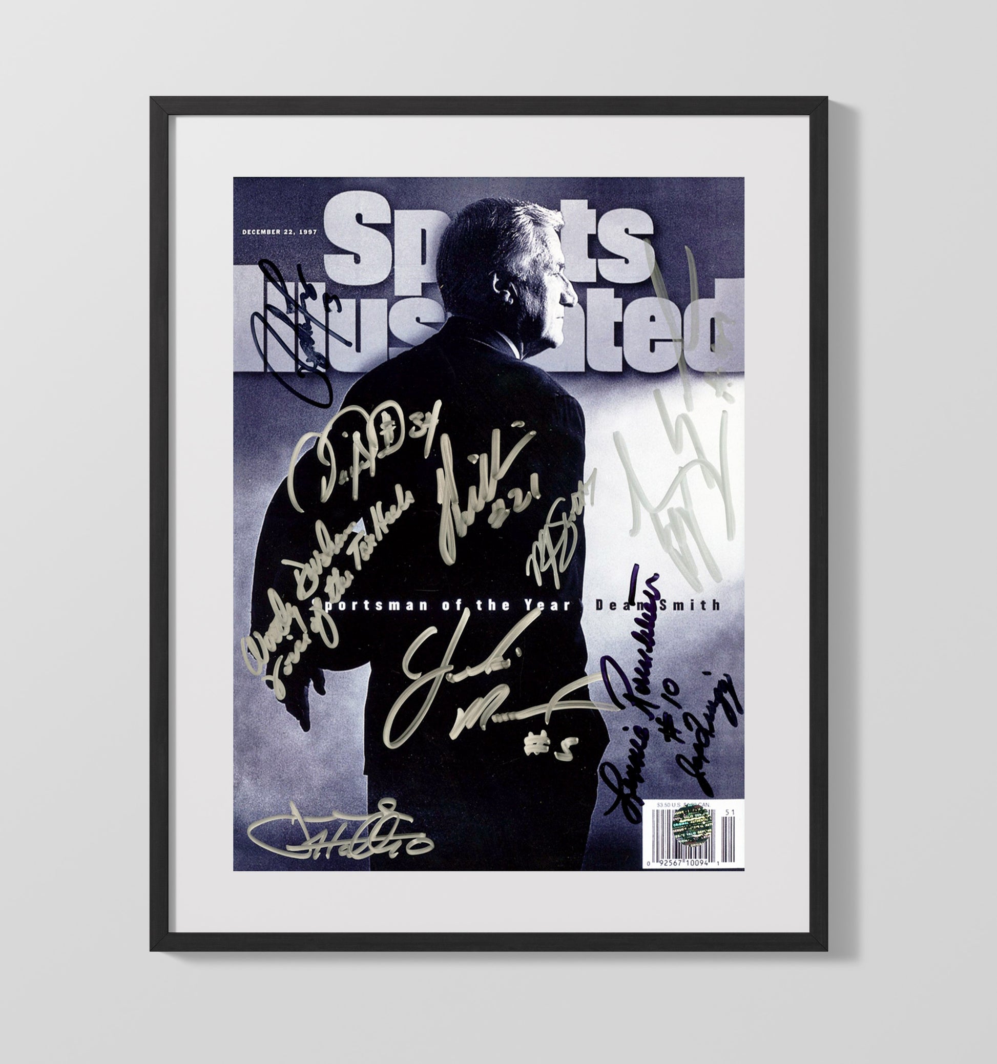 North Carolina Basketball Dean Smith Sportsman of the Year SI Cover 1997 College Basketball Wall Art 16x20 Gallery Frame college basketball wall art print