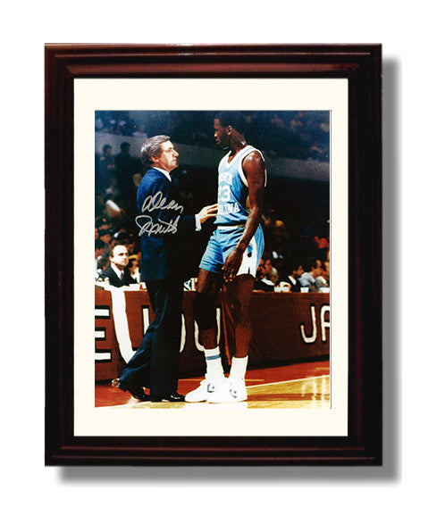 North Carolina Basketball Dean Smith and Michael Jordan Courtside Guidance College Basketball Wall Art 8x10 Beveled Frame college basketball wall art print
