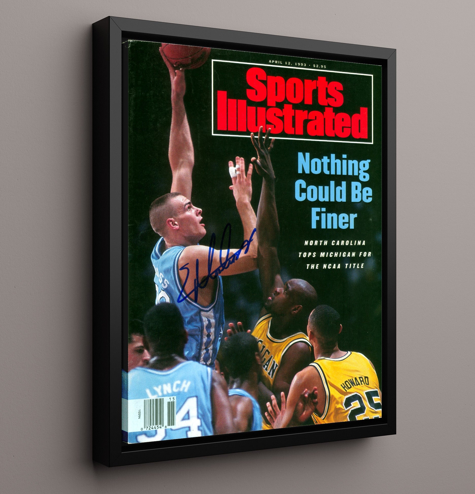 North Carolina Basketball Eric Montross NCAA Championship SI Cover 1993 College Basketball Wall Art 16x20 Framed Canvas college basketball wall art print