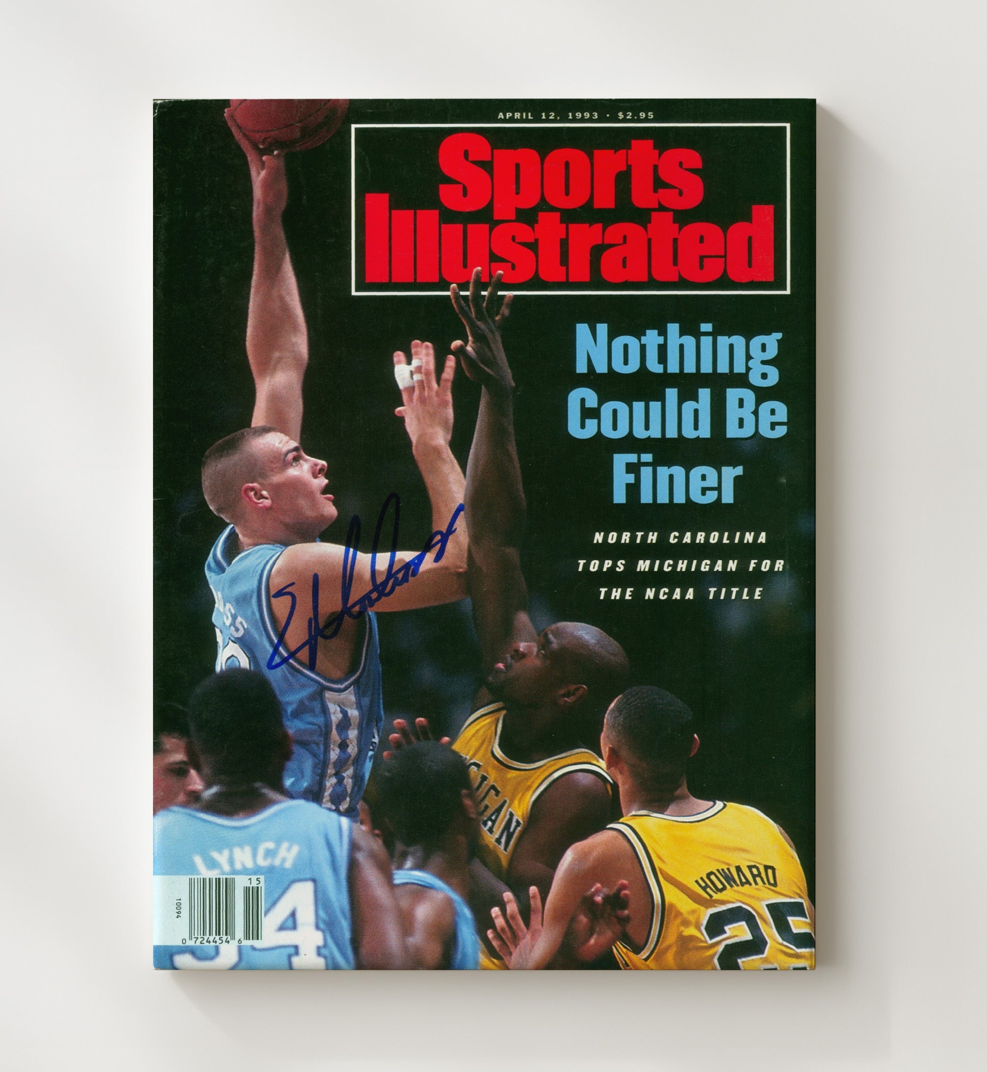 North Carolina Basketball Eric Montross NCAA Championship SI Cover 1993 College Basketball Wall Art 20x24 Canvas college basketball wall art print