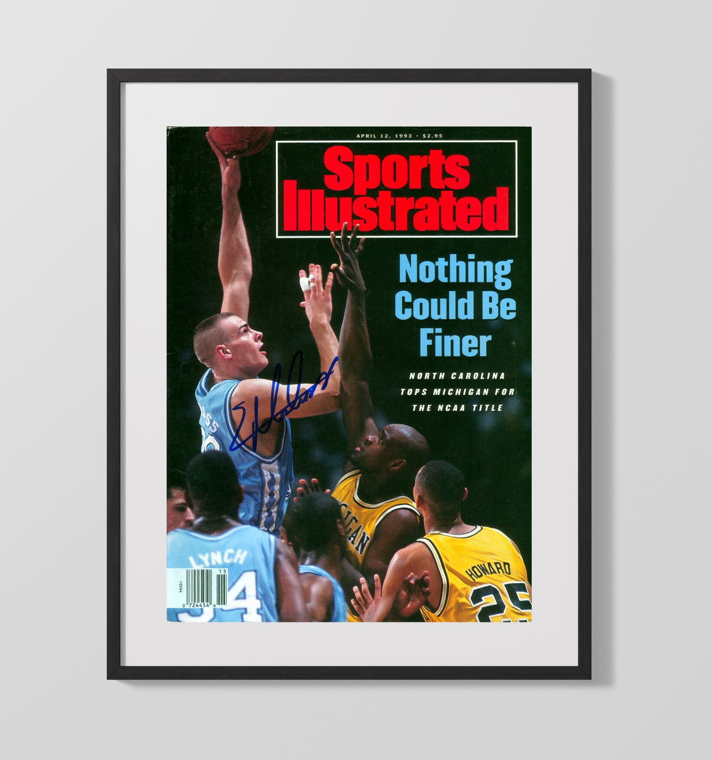 North Carolina Basketball Eric Montross NCAA Championship SI Cover 1993 College Basketball Wall Art 16x20 Gallery Frame college basketball wall art print