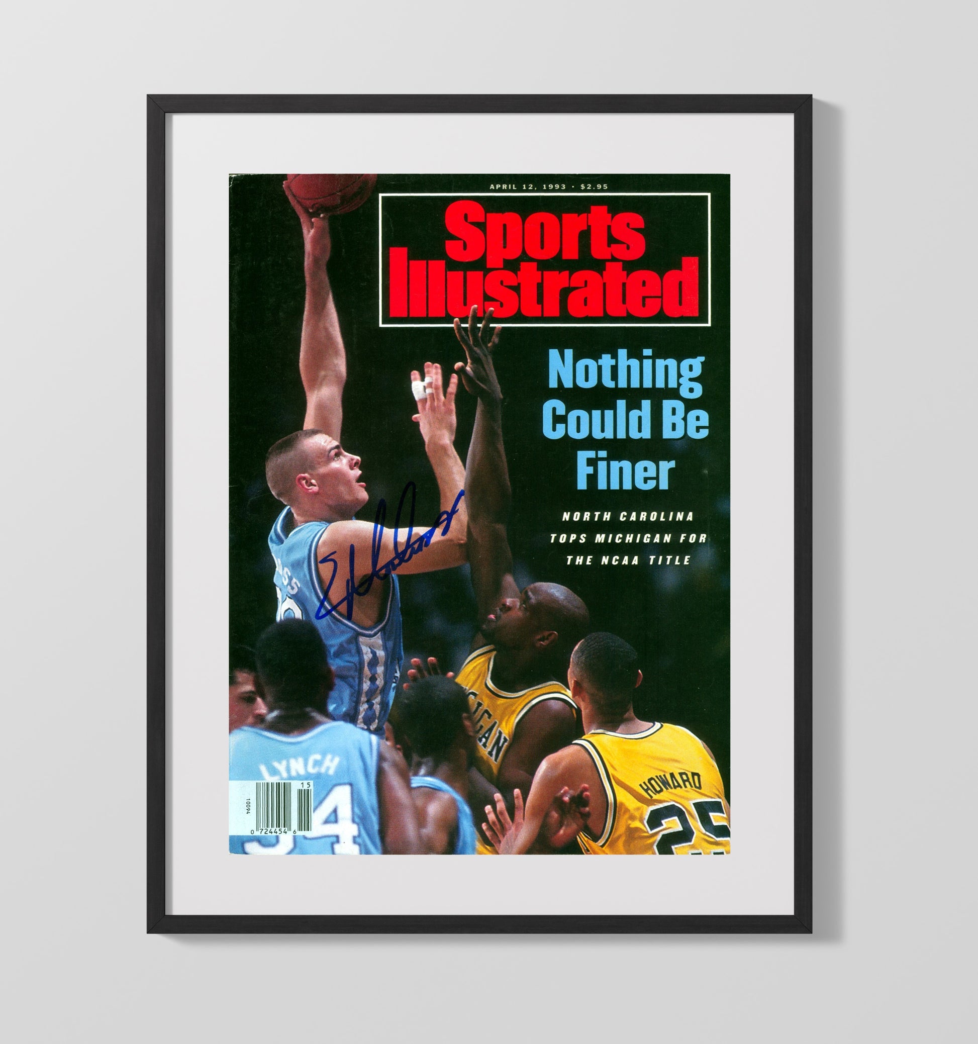 North Carolina Basketball Eric Montross NCAA Championship SI Cover 1993 College Basketball Wall Art 16x20 Gallery Frame college basketball wall art print