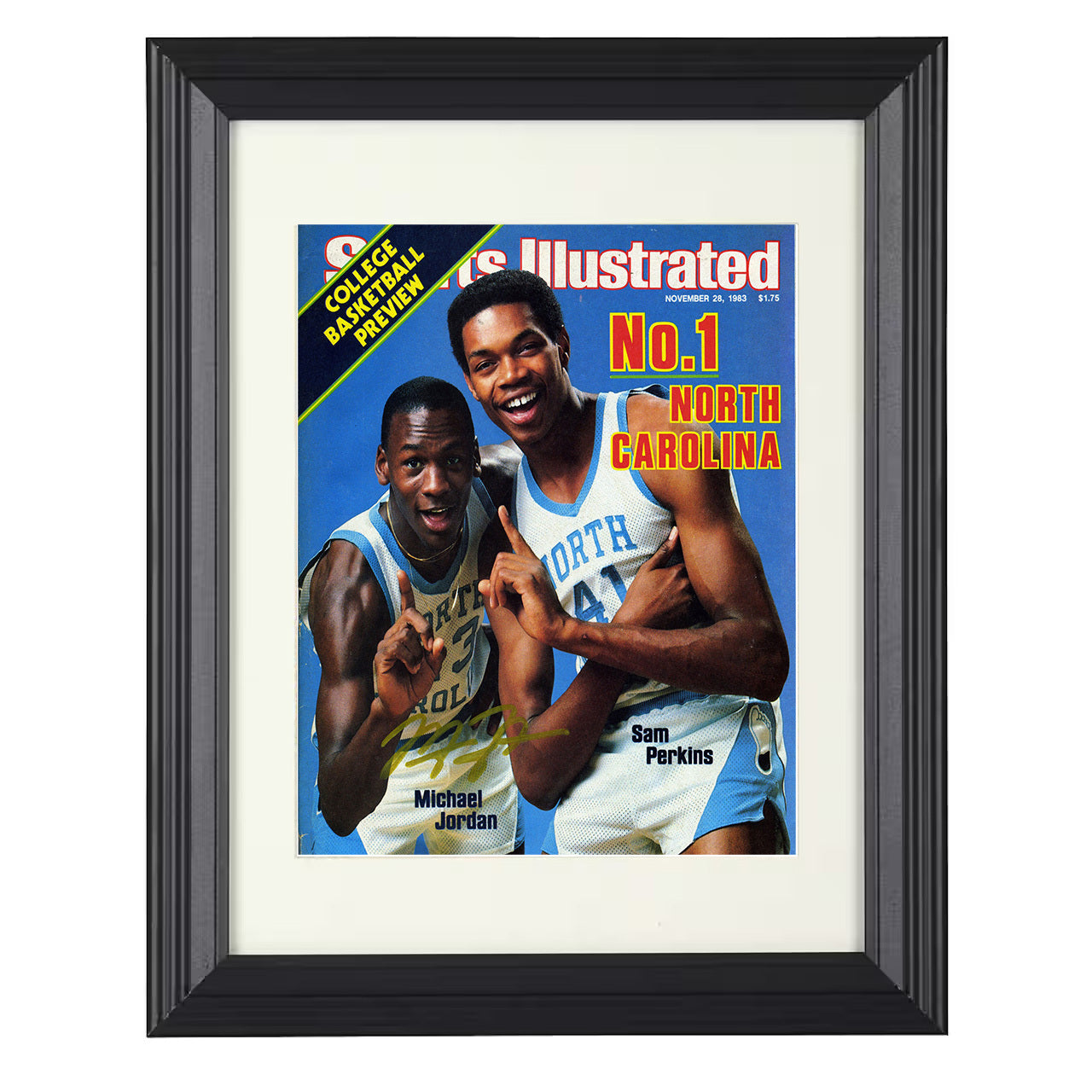 North Carolina – Jordan and Sam Perkins No 1 Team 1983 SI – 8x10 black beveled framed college basketball wall art