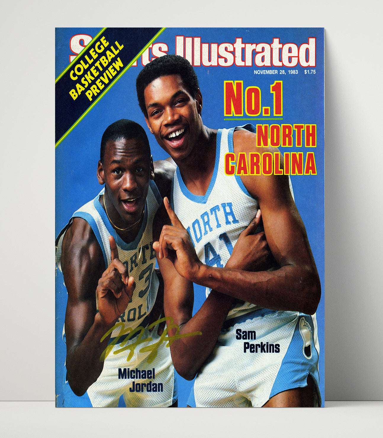 North Carolina Basketball Jordan and Sam Perkins No 1 Team Feature 1983 SI College Basketball Wall Art 16x20 Unframed Print college basketball wall art print