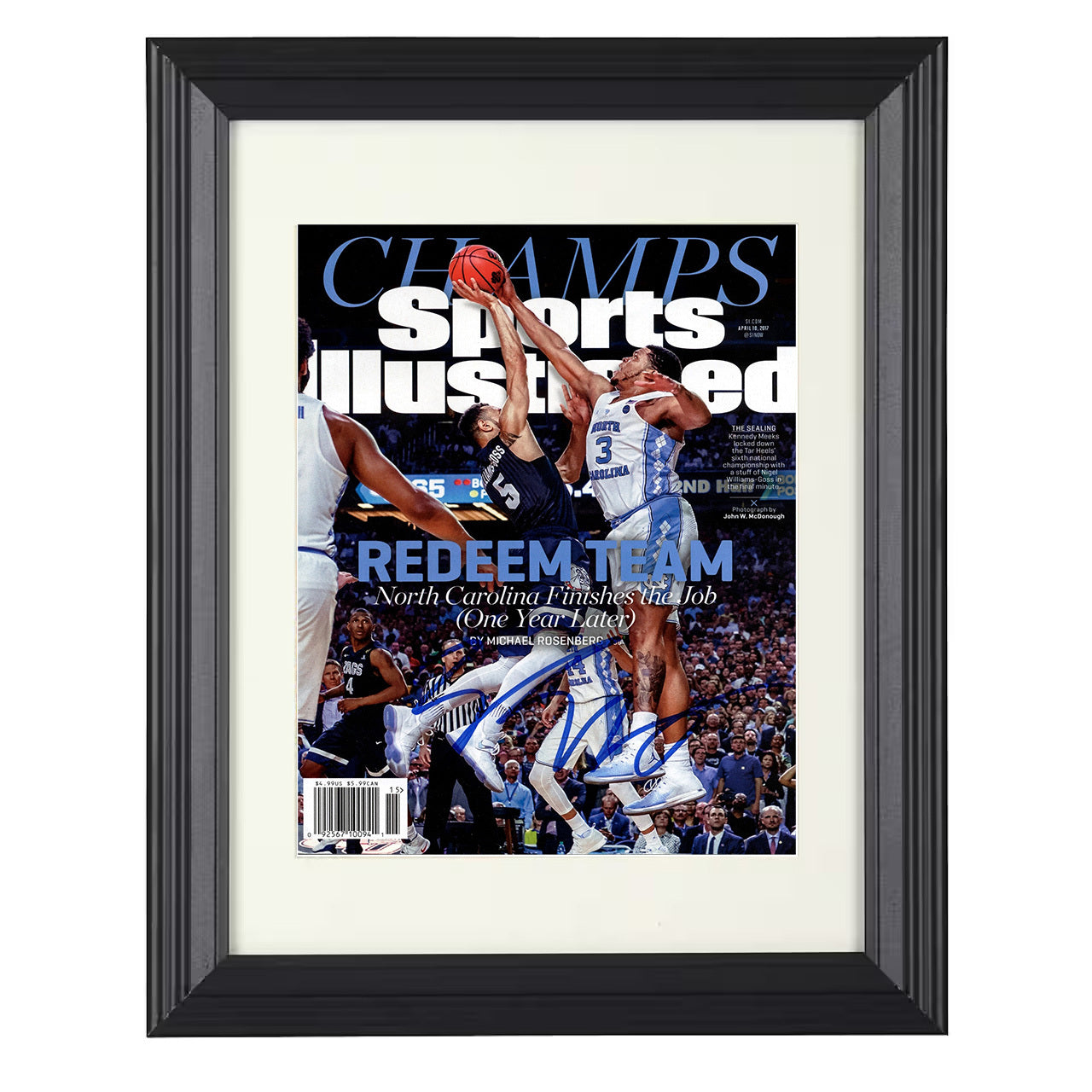 North Carolina – Kennedy Meeks Championship Block 2017 SI – 8x10 black beveled framed college basketball wall art