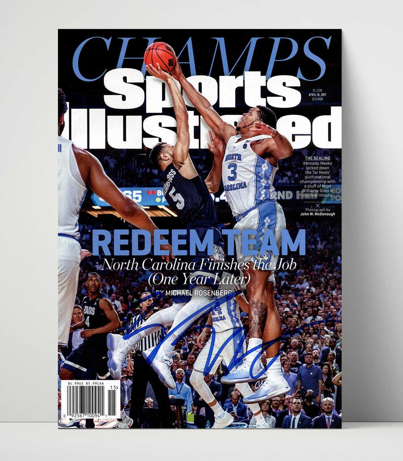 North Carolina Basketball Kennedy Meeks Championship Block SI Cover 2017 College Basketball Wall Art 16x20 Unframed Print college basketball wall art print
