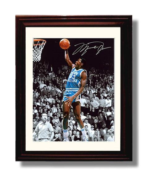 North Carolina Basketball Michael Jordan Dunk Carolina Blue Legacy College Basketball Wall Art 8x10 Beveled Frame college basketball wall art print