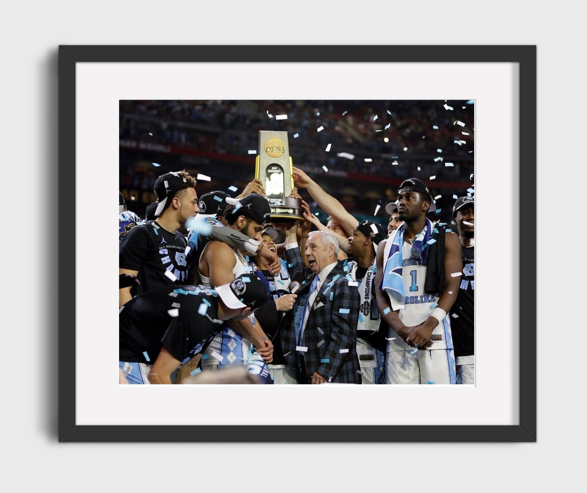 North Carolina Basketball NCAA Championship Trophy Celebration 2017 College Basketball Wall Art 16x20 Gallery Frame college basketball wall art print