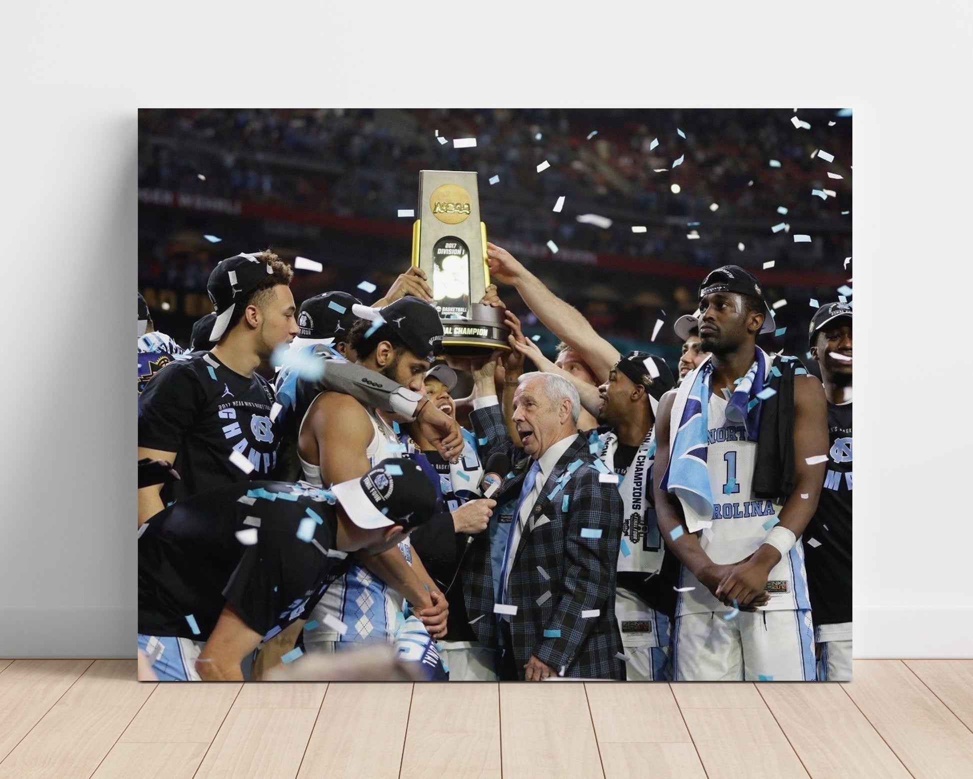 North Carolina Basketball NCAA Championship Trophy Celebration 2017 College Basketball Wall Art 16x20 Unframed Print college basketball wall art print