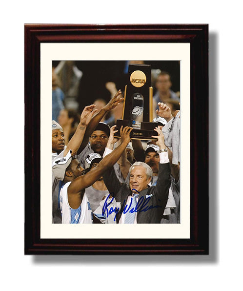 North Carolina Basketball Roy Williams Championship Trophy Celebration College Basketball Wall Art 8x10 Beveled Frame college basketball wall art print