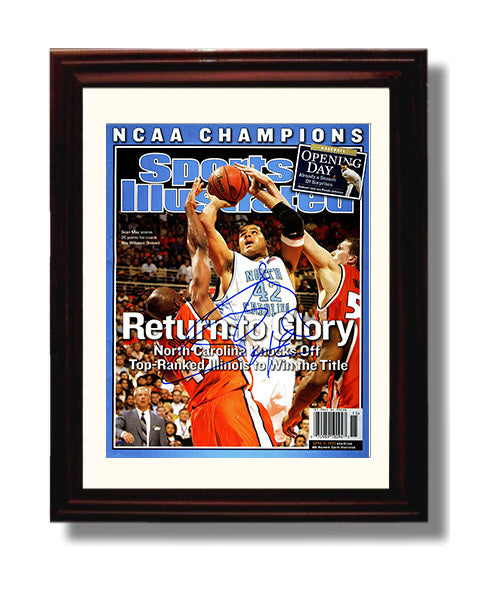 North Carolina Basketball Sean May Return to Glory SI Cover 2005 College Basketball Wall Art 8x10 Beveled Frame college basketball wall art print