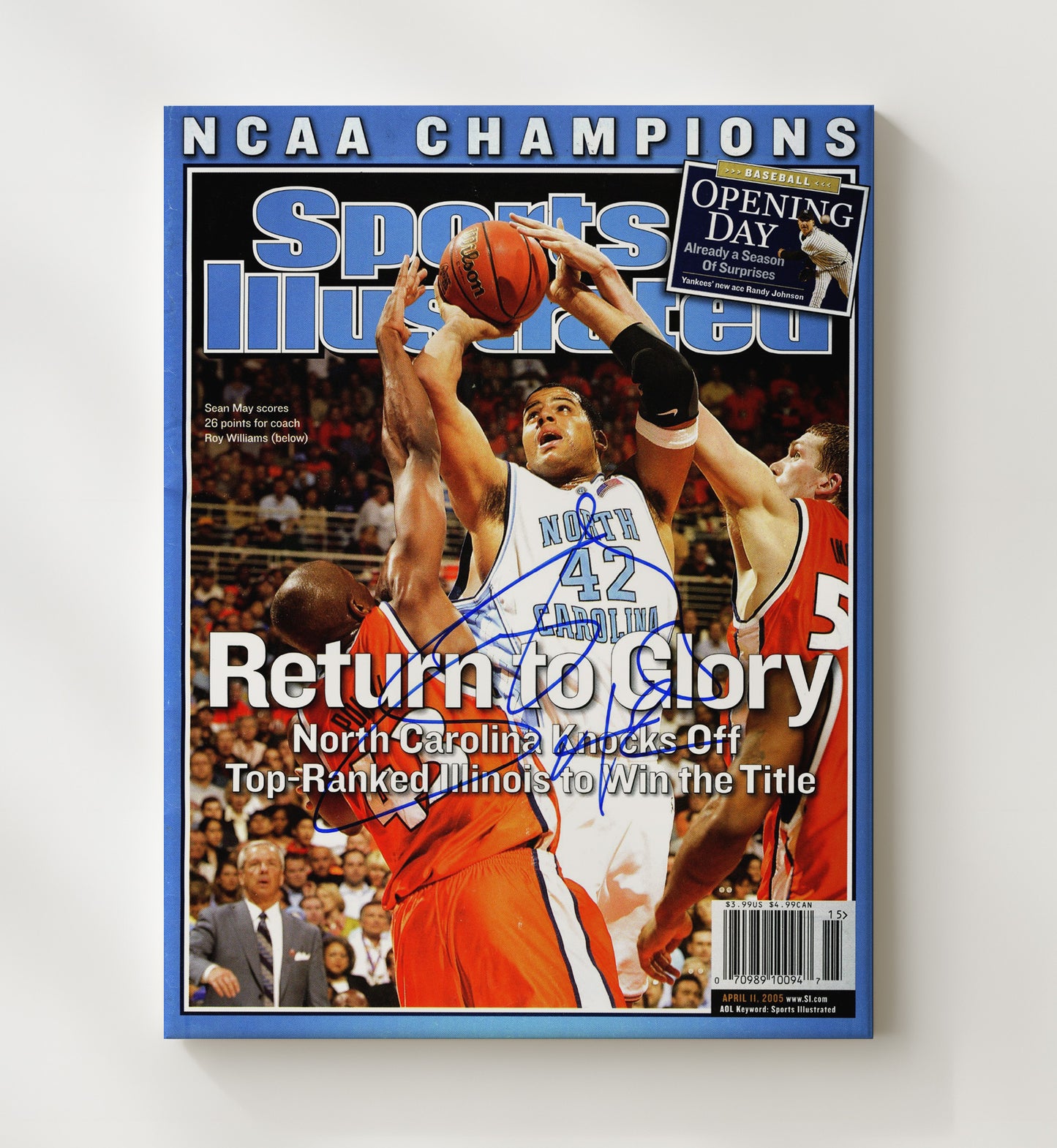 North Carolina Basketball Sean May Return to Glory SI Cover 2005 College Basketball Wall Art 20x24 Canvas college basketball wall art print