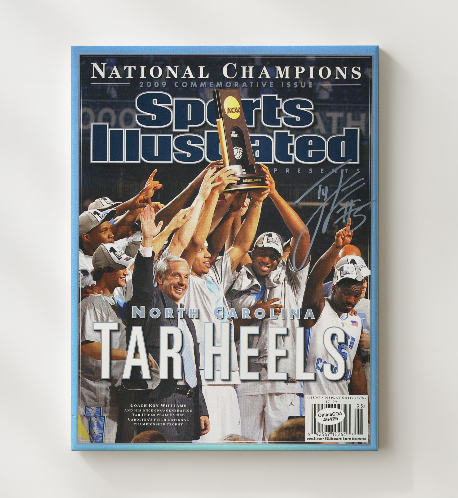 North Carolina Basketball Ty Lawson Championship Trophy SI Cover 2009 College Basketball Wall Art 20x24 Canvas college basketball wall art print