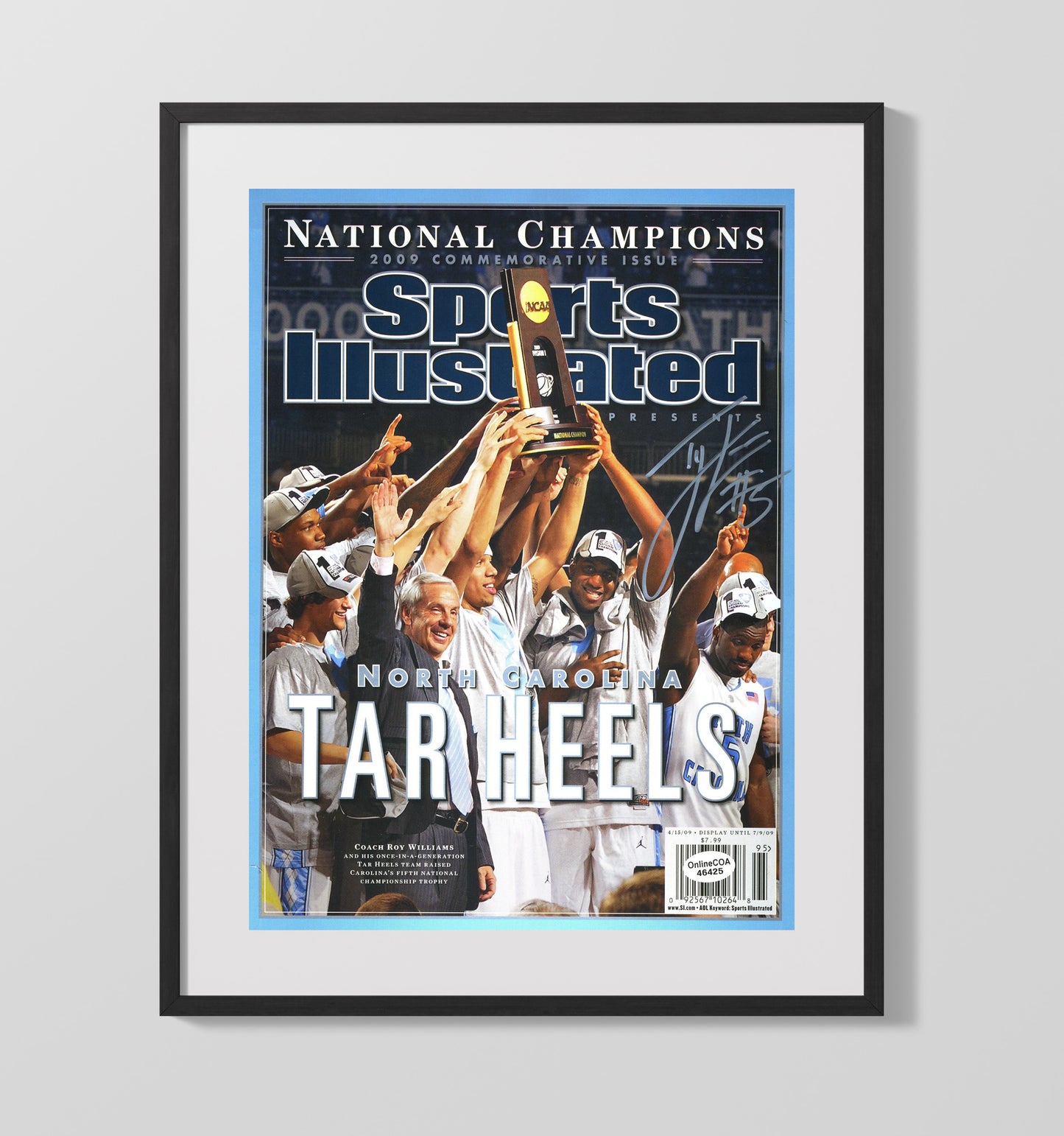 North Carolina Basketball Ty Lawson Championship Trophy SI Cover 2009 College Basketball Wall Art 16x20 Gallery Frame college basketball wall art print