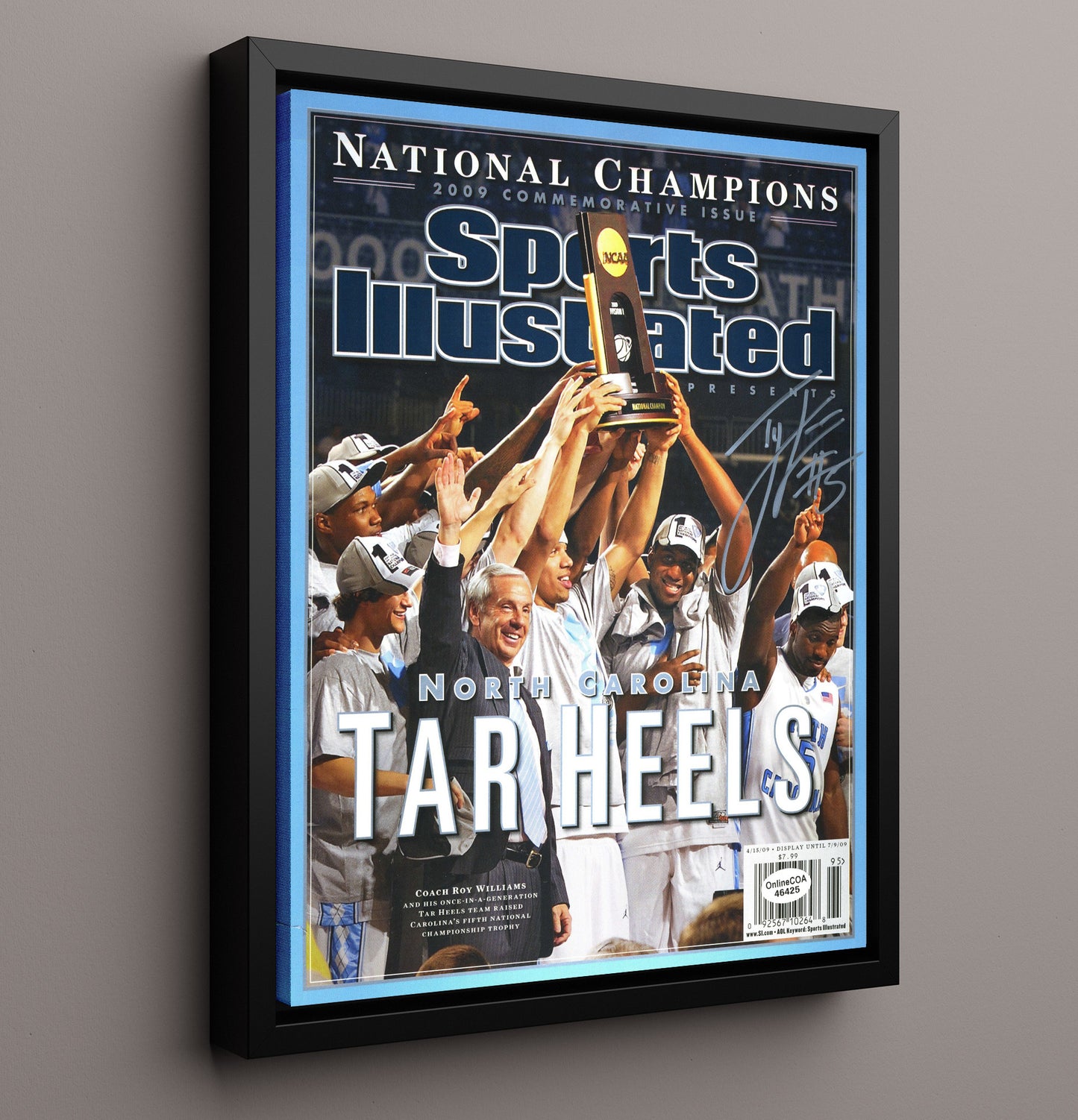 North Carolina Basketball Ty Lawson Championship Trophy SI Cover 2009 College Basketball Wall Art 16x20 Framed Canvas college basketball wall art print