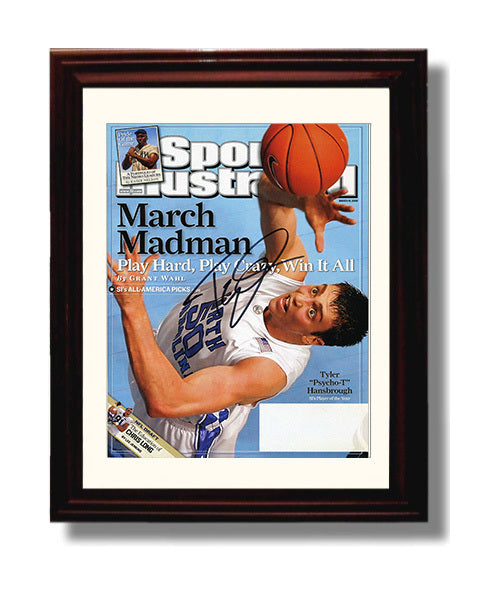 North Carolina Basketball Tyler Hansbrough March Madness SI Cover 2008 College Basketball Wall Art 8x10 Beveled Frame college basketball wall art print
