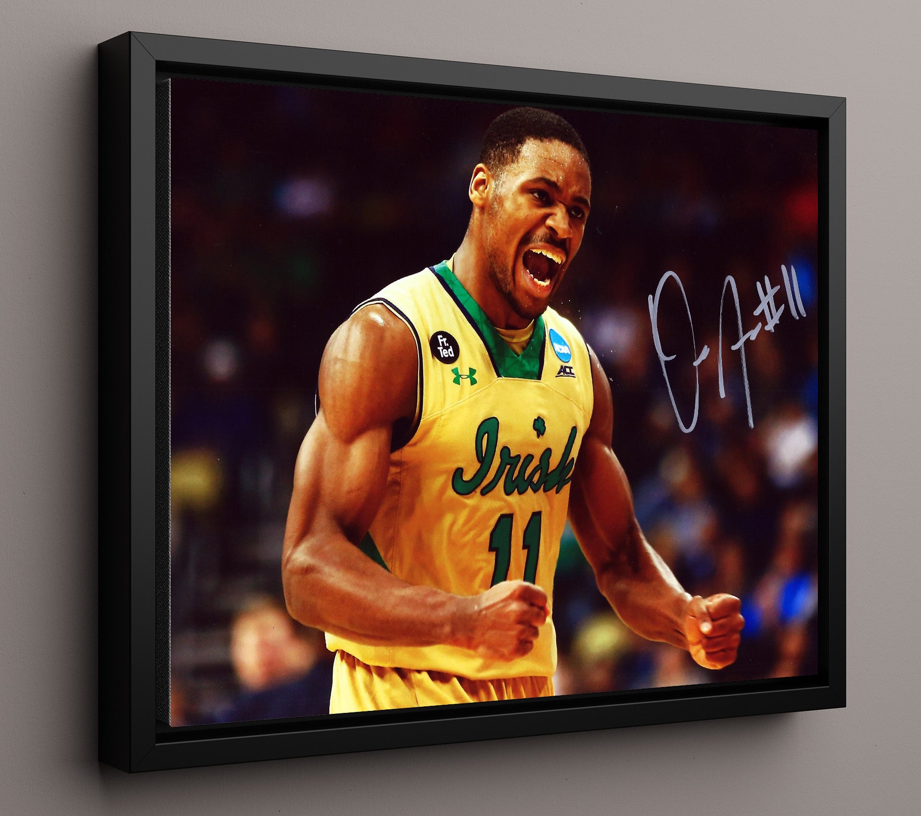 Notre Dame Basketball Demetrius Jackson Emotional Celebration College Basketball Wall Art 16x20 Framed Canvas college basketball wall art print