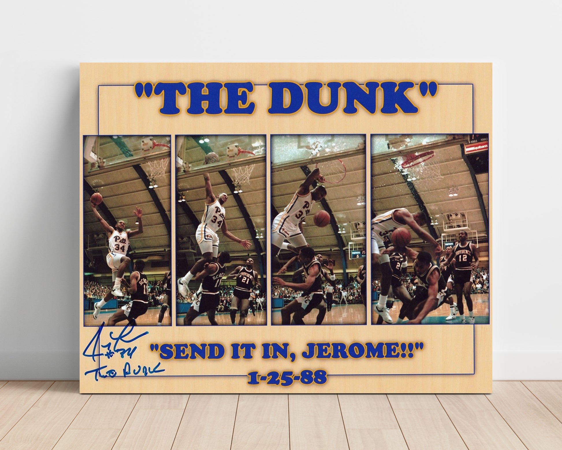 Pittsburgh Basketball Jerome Lane The Dunk Glass Shatter Sequence College Basketball Wall Art 16x20 Unframed Print college basketball wall art print