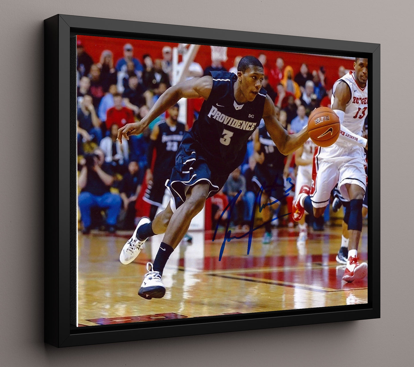 Providence Basketball Kris Dunn Clutch Late Clock Attack College Basketball Wall Art 16x20 Framed Canvas college basketball wall art print