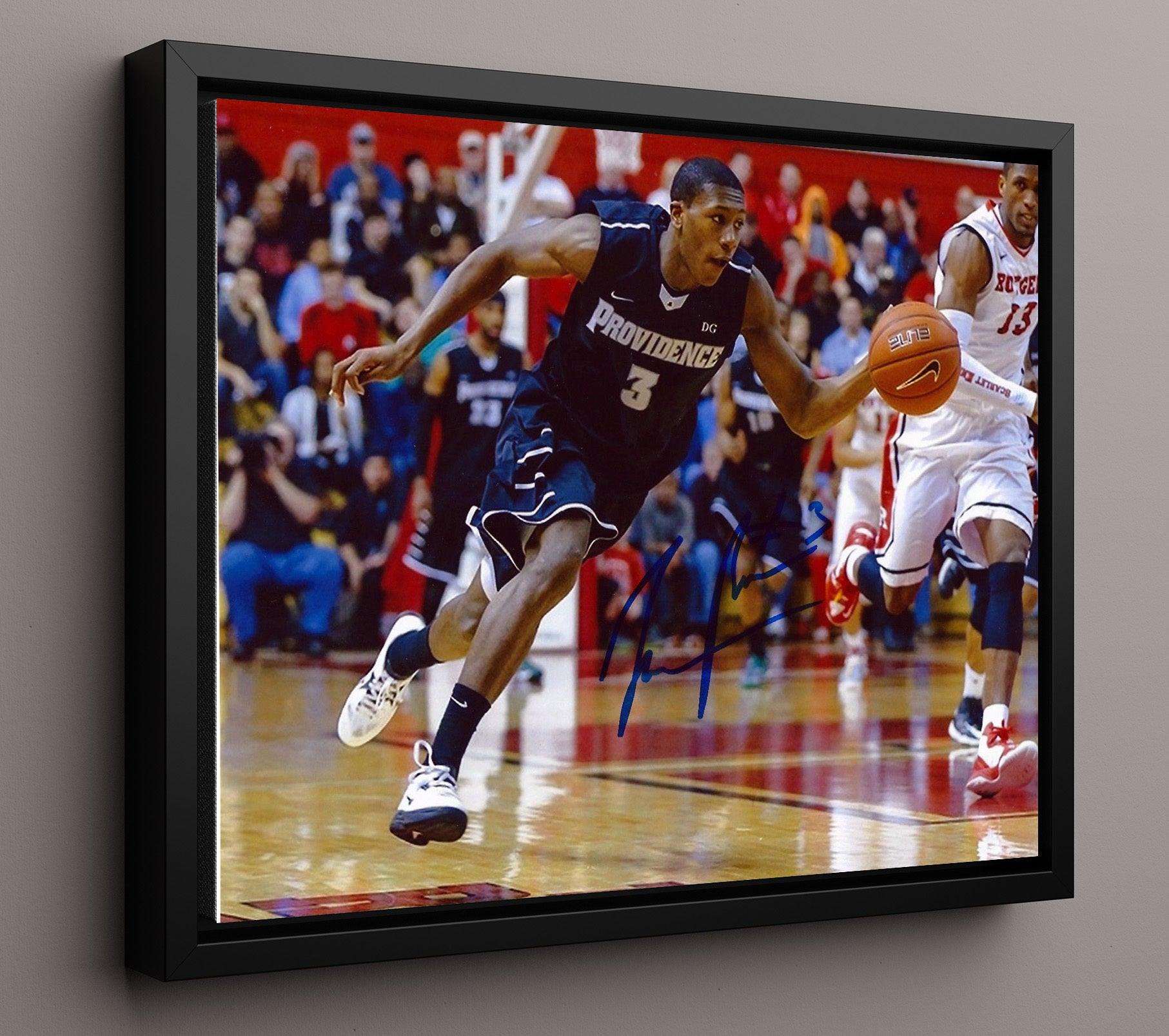 Providence Basketball Kris Dunn Clutch Late Clock Attack College Basketball Wall Art 16x20 Framed Canvas college basketball wall art print