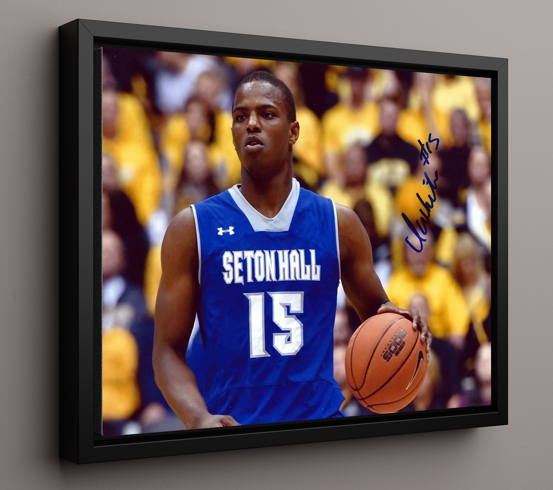 Seton Hall Basketball Isaiah Whitehead Floor General Control College Basketball Wall Art 16x20 Framed Canvas college basketball wall art print