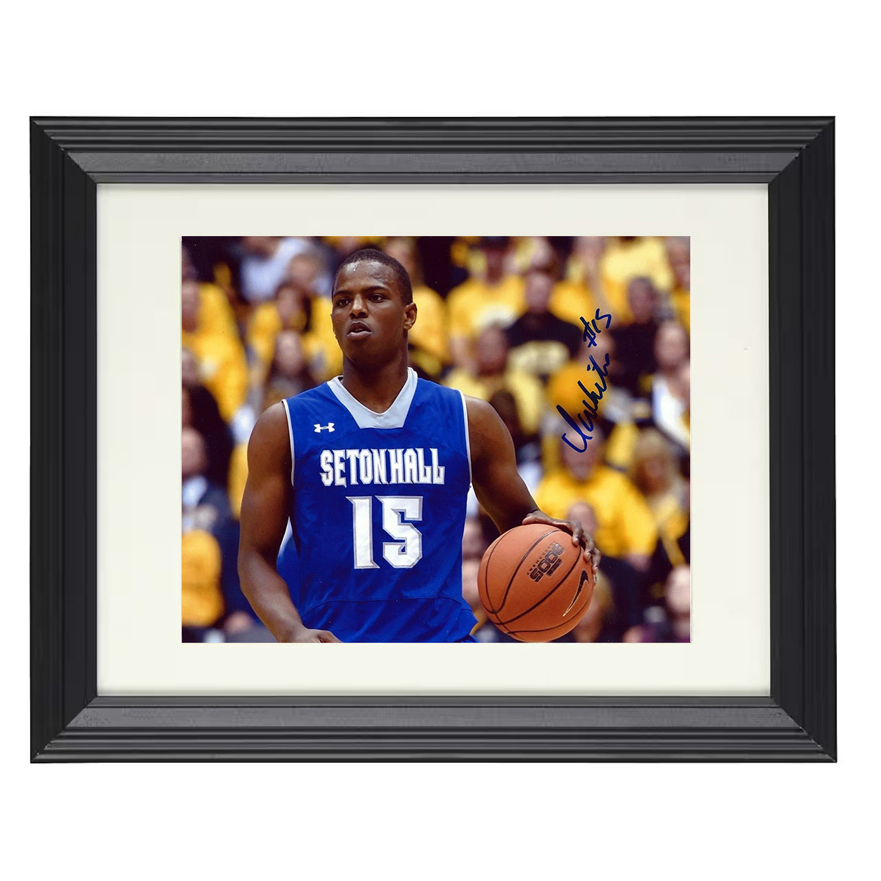 Seton Hall – Isaiah Whitehead Floor General Control – 8x10 black beveled framed college basketball wall art