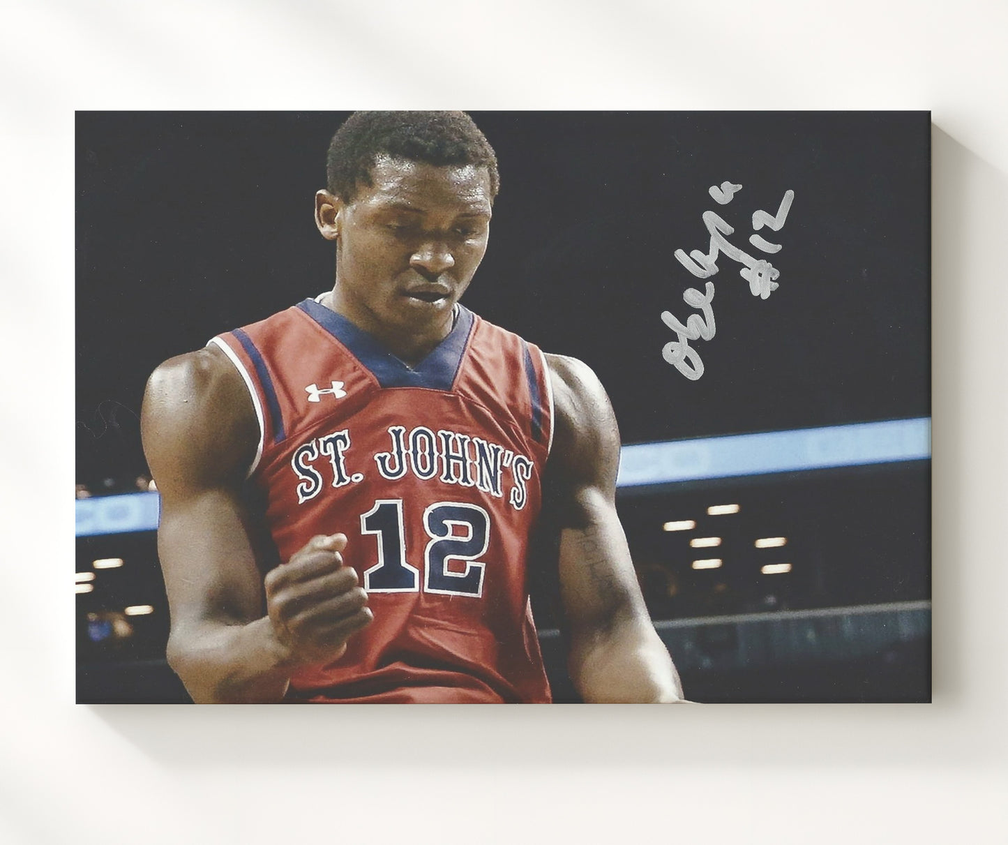 St. Johns Basketball Chris Obekpa Intense Game Moment College Basketball Wall Art 20x24 Canvas college basketball wall art print