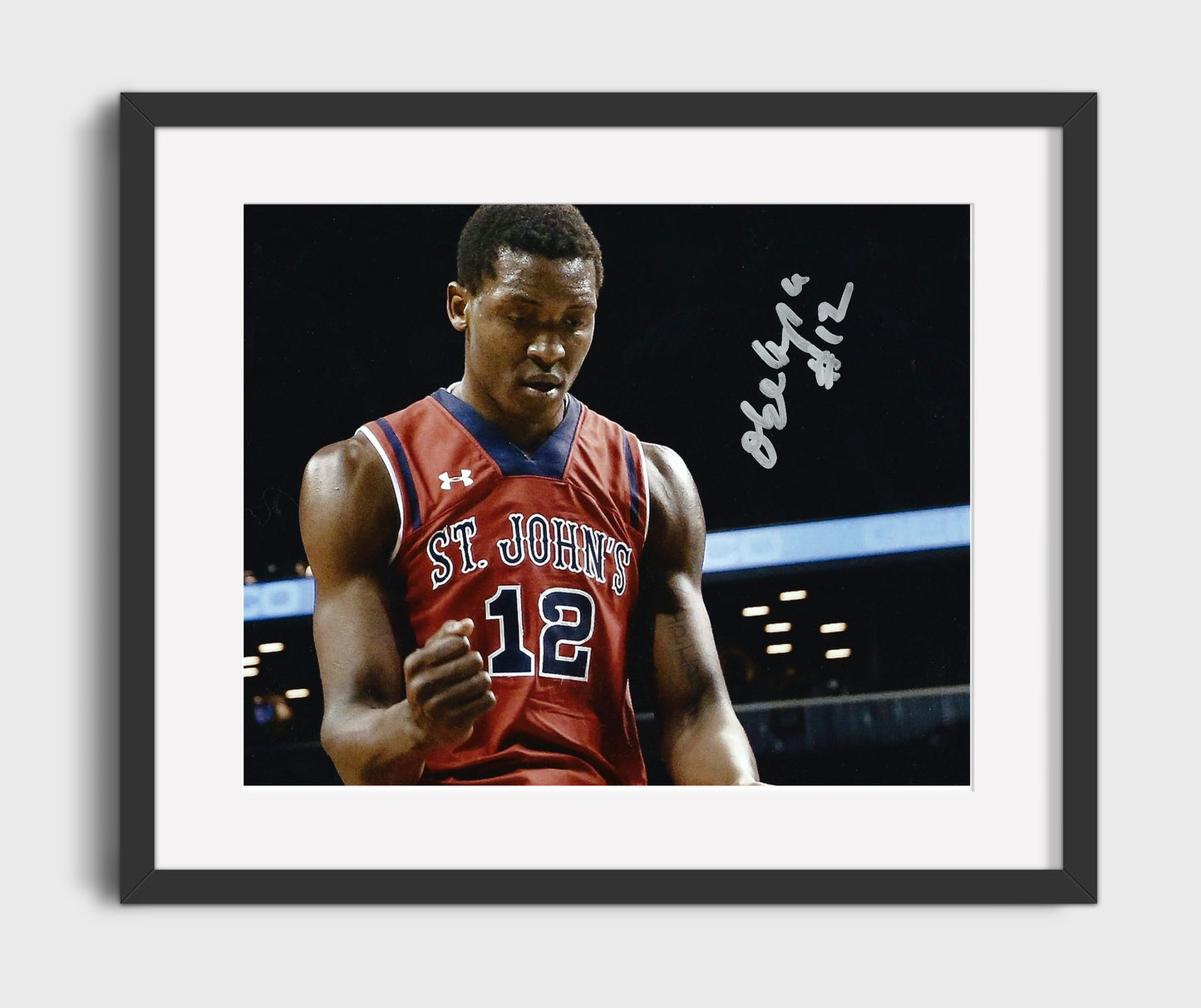 St. Johns Basketball Chris Obekpa Intense Game Moment College Basketball Wall Art 16x20 Gallery Frame college basketball wall art print