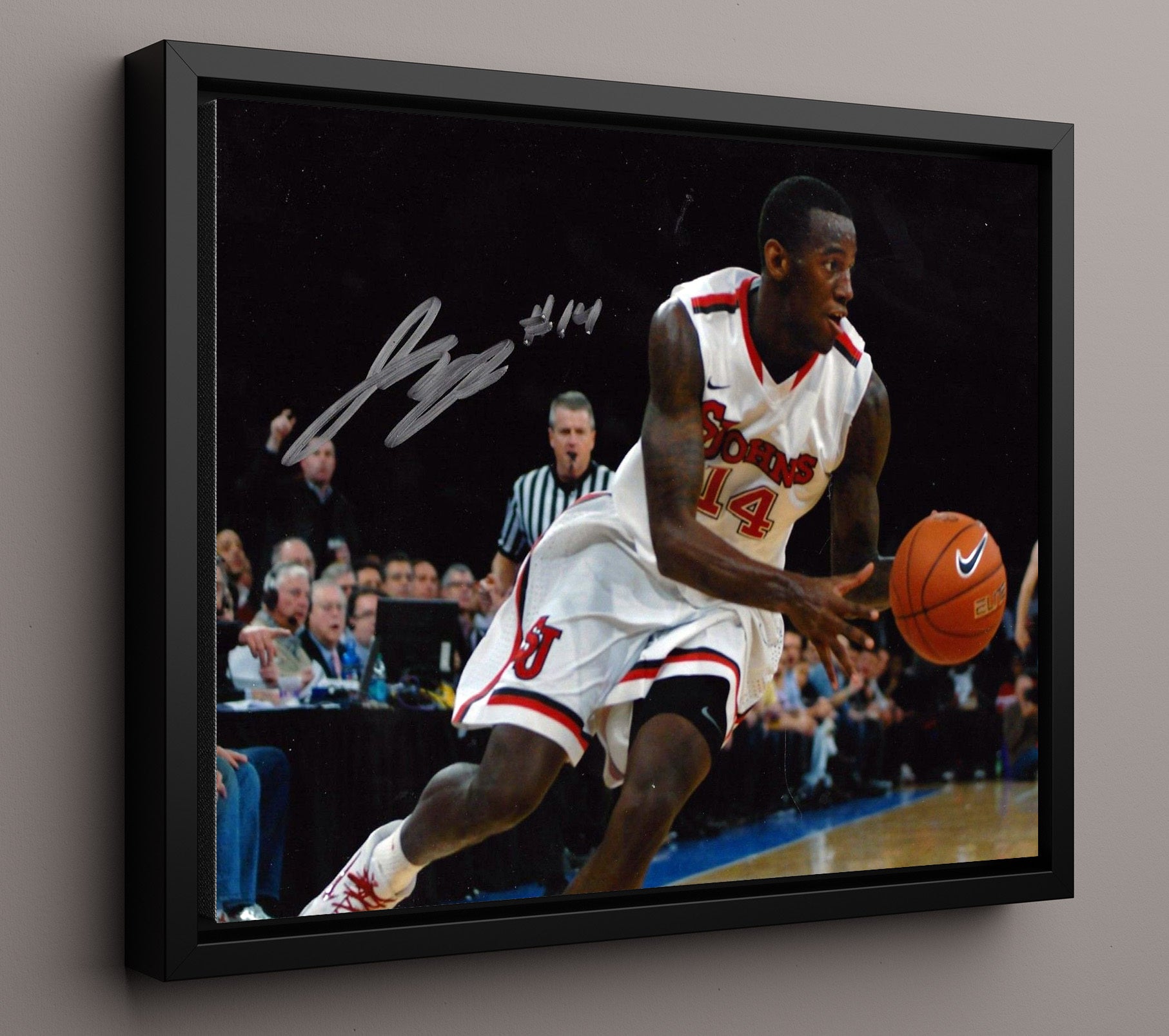 St Johns Basketball Jakarr Sampson Fast Break Drive College Basketball Wall Art 16x20 Framed Canvas college basketball wall art print