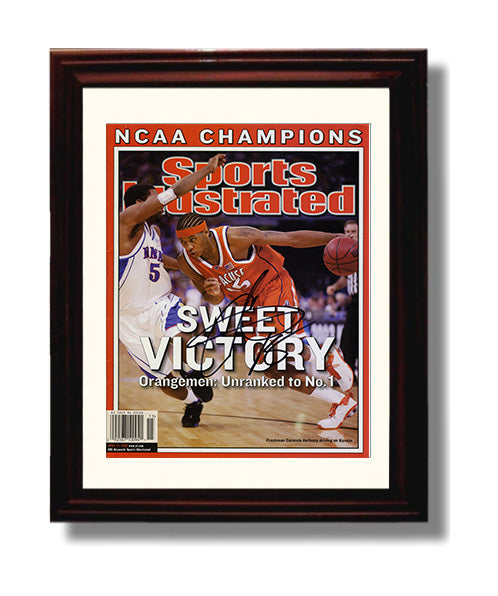 Syracuse Basketball Carmelo Anthony Sweet Victory SI Cover 2003 College Basketball Wall Art 8x10 Beveled Frame college basketball wall art print