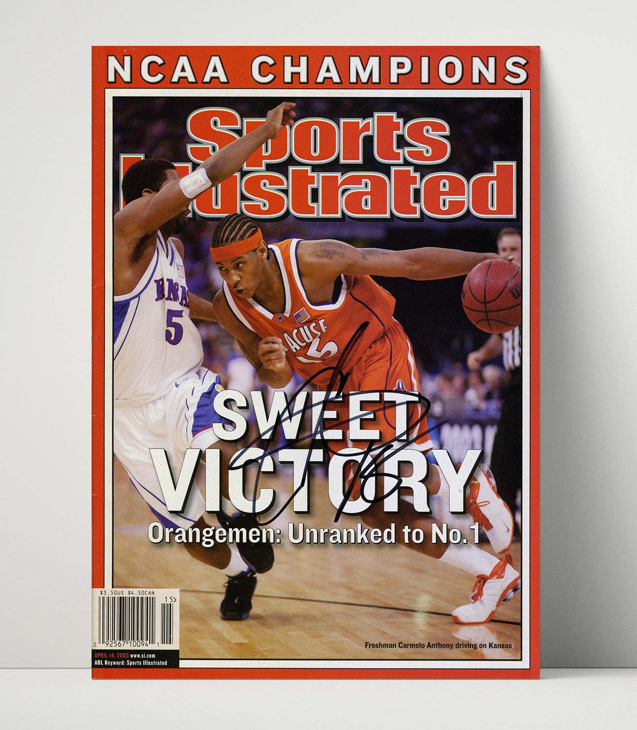 Syracuse Basketball Carmelo Anthony Sweet Victory SI Cover 2003 College Basketball Wall Art 16x20 Unframed Print college basketball wall art print