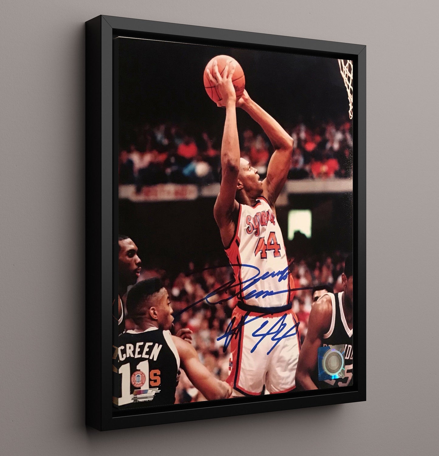 Syracuse Basketball Derrick Coleman Inside Finish College Basketball Wall Art 16x20 Framed Canvas college basketball wall art print