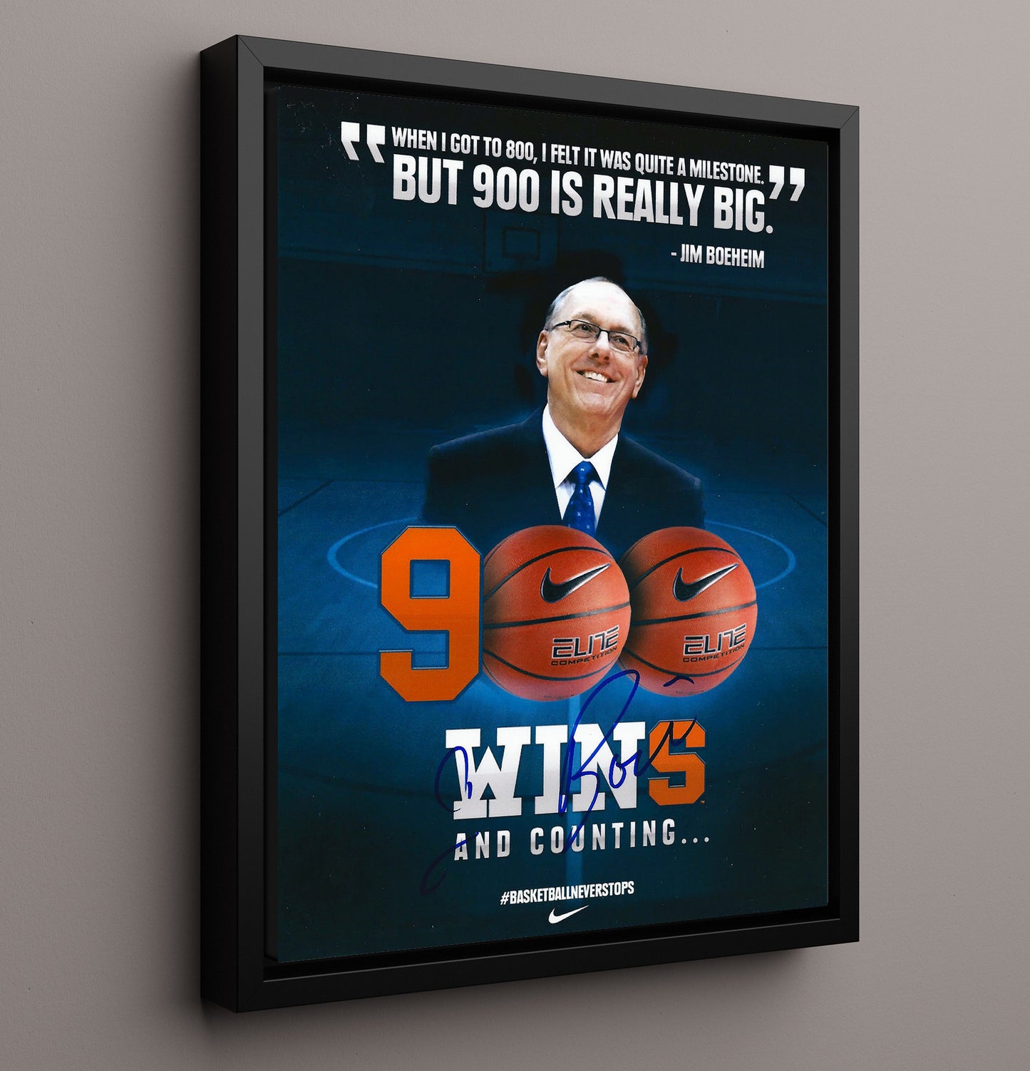 Syracuse Basketball Historic 900 Wins Milestone College Basketball Wall Art 16x20 Framed Canvas college basketball wall art print