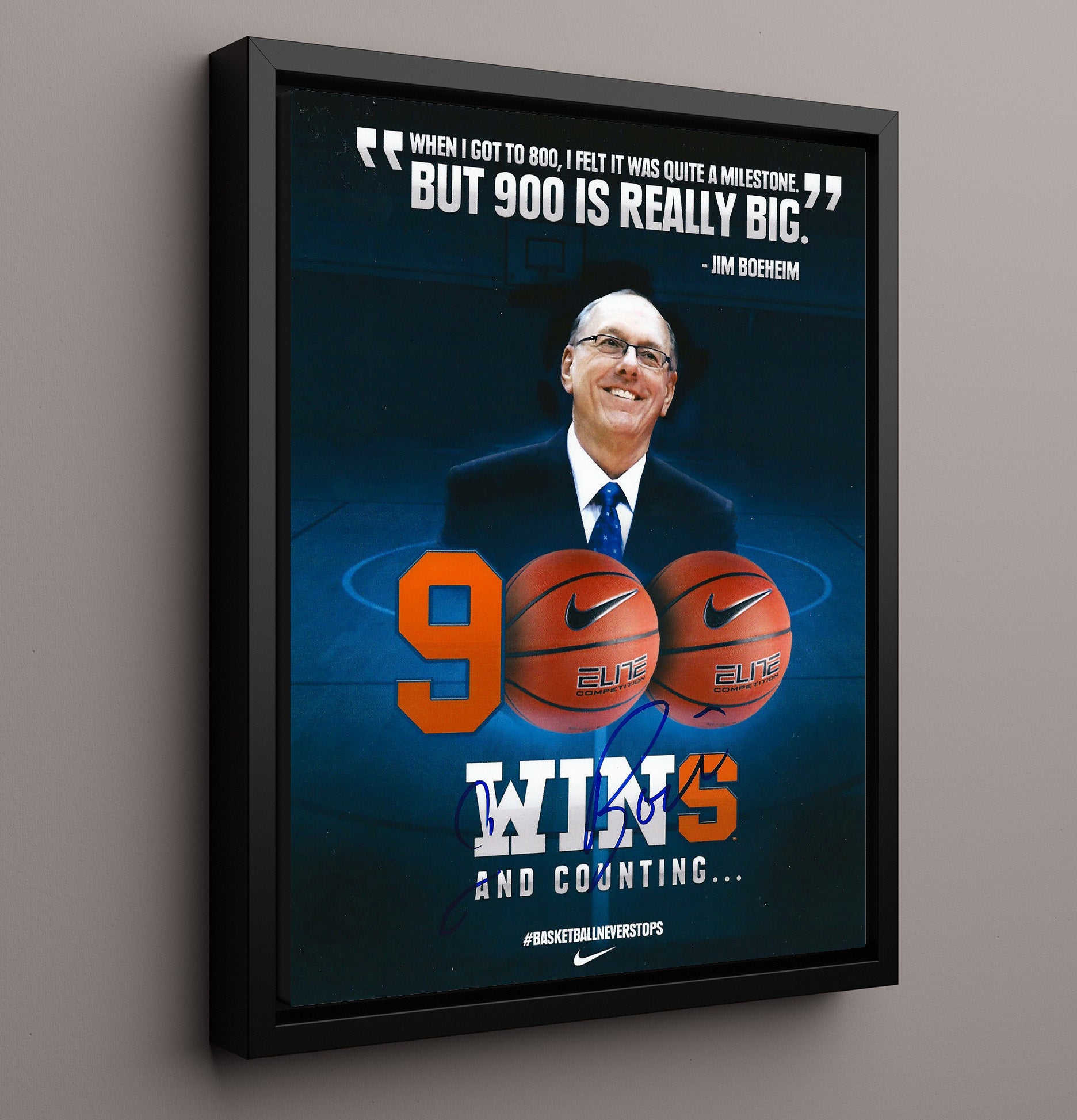 Syracuse Basketball Historic 900 Wins Milestone College Basketball Wall Art 16x20 Framed Canvas college basketball wall art print