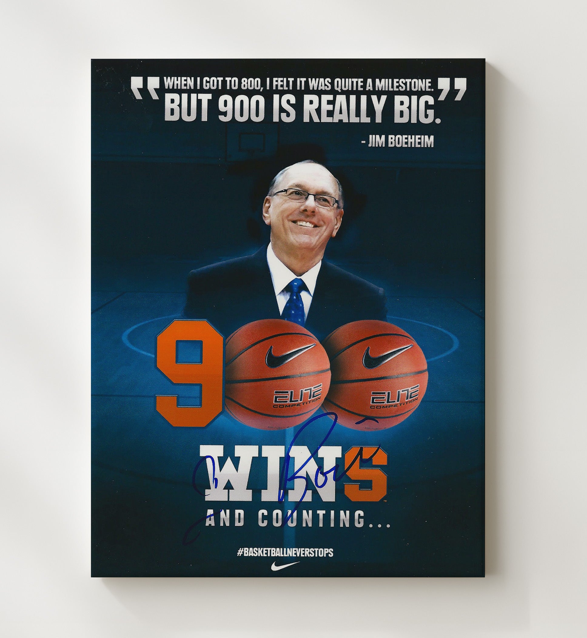 Syracuse Basketball Historic 900 Wins Milestone College Basketball Wall Art 20x24 Canvas college basketball wall art print